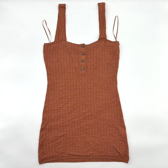 Free People FP Beach Short N Sweet Size Large Ambered Coral Sweater Minidress - Picture 2 of 15